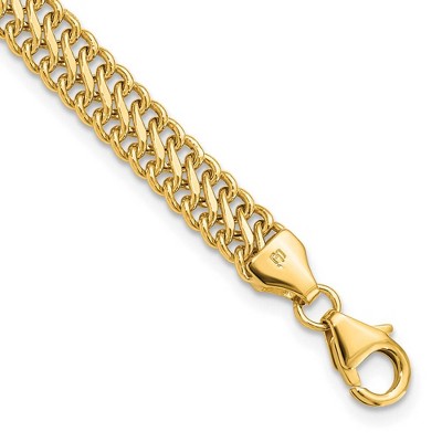 Black Bow Jewelry 6mm 14k Yellow Gold Polished Hollow S Link Chain Bracelet, 7.5 Inch