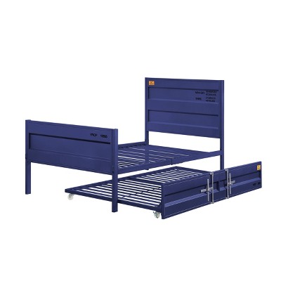 Mission-Inspired Blue Full Bed with Wood & Metal Frame