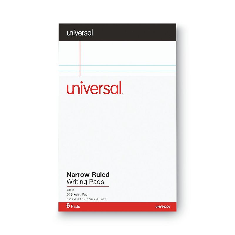 Universal Premium Ruled Writing Pads White 5 x 8 Narrow Rule 50 Sheets 6 Pads 56300, 3 of 8