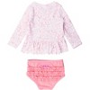 RuffleButts Girls UPF50+ Sun Protected Scallop Hem Long Sleeve Rash Guard Bikini - 2 of 4