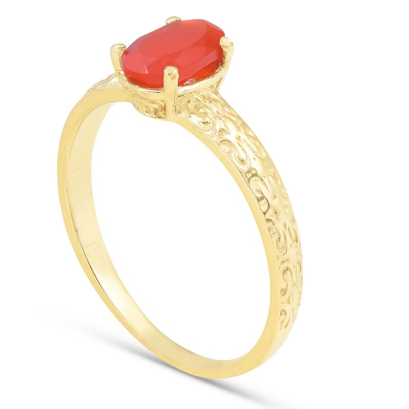 Pompeii3 1ct Mexican Fire Opal Vintage Ring 14k Yellow Gold, 3 of 6
