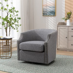 Swivel Chair, Comfy Accent Sofa Chair, 360 Swivel Chair, Upholstered Armchair, Swivel Accent Chair With Metal Base, Corner Chairs - 1 of 4