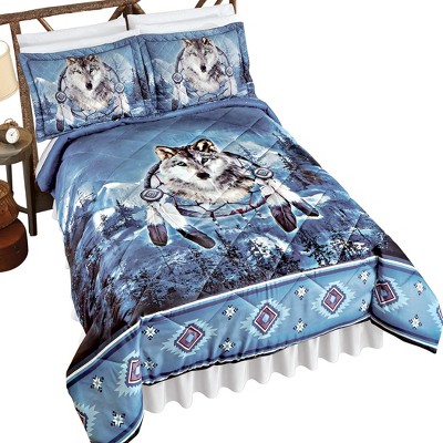 Collections Etc Wolf Dreamcatcher Aztec Border Comforter Set