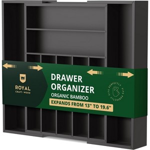 Expandable Silverware Drawer Organizer 7-9 Slots - Bamboo Utensil Organizer 17.5 x 13.5 - 20 - Royal Craft Wood - 1 of 4