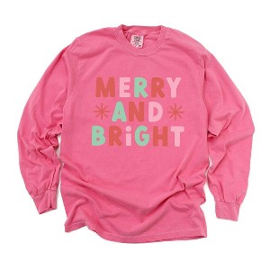 Simply Sage Market Women's Retro Merry and Bright Stars Long Sleeve Garment Dyed Tee - 1 of 4