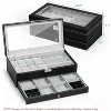 Lockable Watch Box with Glass Top, Black PU Leather Storage Case for Jewelry and Sunglasses, Organizer for Men & Women - 2 of 4