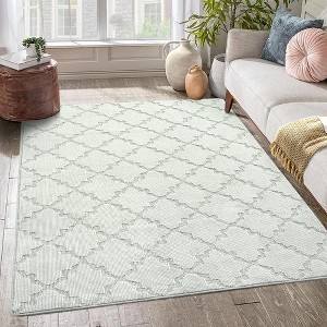 Modern Moroccan Trellis Area Rug Geometric Rug Tufted Bedroom Living Room Carpet - 1 of 4