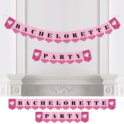 Big Dot of Happiness Bride-to-Be - Classy Bachelorette Party Bunting Banner - Pink Bridal Shower Decorations - Bachelorette Party