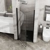 34"x72" Pivot Shower Door, 1/4 inch Thick Tempered Glass Swing Shower Door in Black Finish, Semi-Frameless Design - 2 of 4