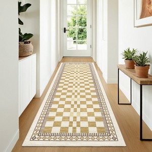 Checkered Area Rugs for Living Room Soft Modern Geometric Rug Non-Slip Low Pile Carpet for Bedroom, Dining Room - 1 of 4