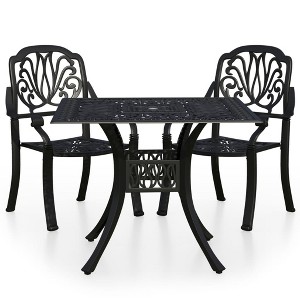vidaXL Bistro Set Patio Table and Chair Bistro Table Outdoor Cast Aluminum - Black 2 Items - 1 of 4