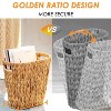 Aoibox Wicker Trash Can with Built-in Handle, Hand-Woven Water Hyacinth Waste Basket for Bathroom, Bedroom, Office, Boho Decor, 1 Pack - 2 of 4