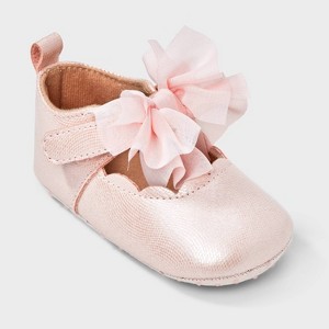 Baby Girls' Bow Shimmer Dress Shoes - Cat & Jack™ Light Pink - 1 of 4