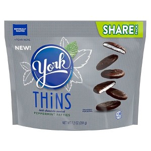 York THiNS Dark Chocolate Peppermint Pattie Candy Share Pack 7.2 oz - 1 of 3