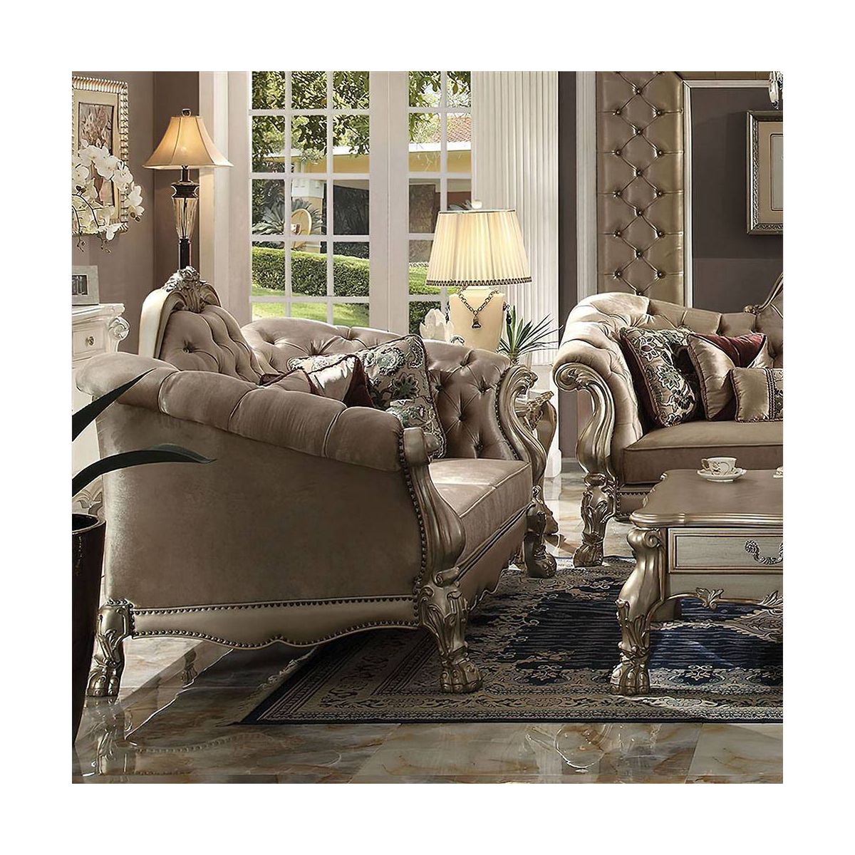 Acme Furniture Dresden Sofa Bone Velvet/Gold Patina Finish - thumbnail 6