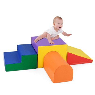 Costway Kids Climb and Crawl Activity Playset Blocks w/ Waterproof PU Cover EPE Foam