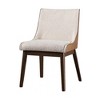 Royal Hampton Side Dining Chair Set of 2, Curved Panel Back, Walnut Brown Wood, Beige - 3 of 4
