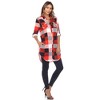 Women's  Roll Tab Sleeve Plaid Buttoned Top - White Mark - 3 of 4