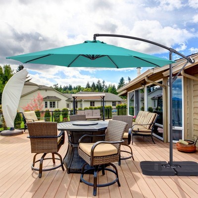 Sonkuki 10 Ft. Patio Offset Umbrella Outdoor Hanging Umbrellas w/Steel Frame