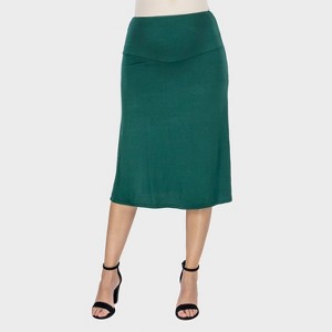 24seven Comfort Aapparel Maternity Elastic Waist A Line Knee Length Skirt - 1 of 4