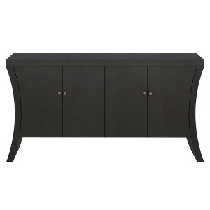 TiramisuBest Refined Industrial 4-Door Credenza with Wooden Arc Legs & Bronze Clasps – Advanced Storage Design, Solid Craftsmanship, Navy Blue - 1 of 4