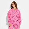Women's Holiday Print Fleece Graphic Sweatshirt - Pink - 2 of 3