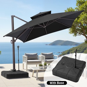 Crestlive Products 13FT Patio Cantilever Umbrella with Base Set Double Top High-strength Aluminum 360°Rotation 5 Heights Adjustable - 1 of 4