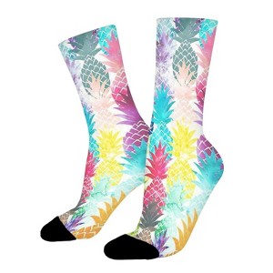Colorful Pineapple Women Printed Crew Socks Funny Funky Socks Soft Polyester Novelty Gifts for Artists Men - 1 of 1