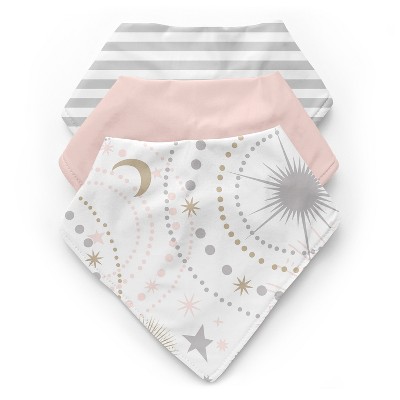 Image of Sweet Jojo Designs Girl Fabric Baby Bibs Celestial Pink and Gold 3pc