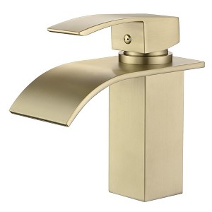 SUMERAIN Waterfall Bathroom Faucet Modern Brushed Gold Vanity Faucet Lead-Free, Single Handle - 1 of 4