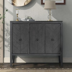 Adjustable Shelf Storage Sideboard with 3 Retro Metal Handles and 4 Pinewood Legs for Entryway Living Room Study Room Dining Room - 1 of 4