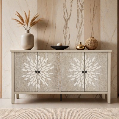 Sideboard Buffet Cabinet, Storage Cabinet with Storage,Modern Storage Cabinet with 4 Doors & Adjustable Shelves for Living Room - Leovsnove