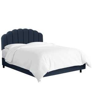Twin Shell Bed Navy Velvet - Skyline Furniture, Blue Velvet