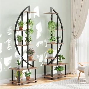 6 TierTall Plant Stand Shelf with Drawers, Half Moon Tiered Plants Shelf Rack for Garden, Indoor Metal Plant Stands, Circle Tiered Display Holder - 1 of 4