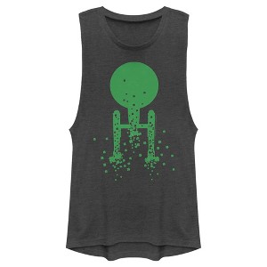 Juniors Womens Star Trek St. Patrick's Enterprise Clover Fill Festival Muscle Tee - 1 of 4