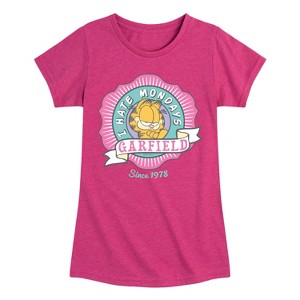 Girls' - Garfield - I Hate Mondays Badge Fitted Short Sleeve Graphic T-Shirt - 1 of 4
