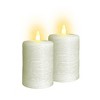 LumiPur 2pk 2"x3" Signature Natural Glow Flickering Flameless LED Wax Pillar Candle Linen White - 3 of 4
