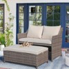 Sunsitt 2pc Wicker Outdoor Patio Wicker Loveseat and Coffee Table Set with Built-in Storage Bin - 2 of 4
