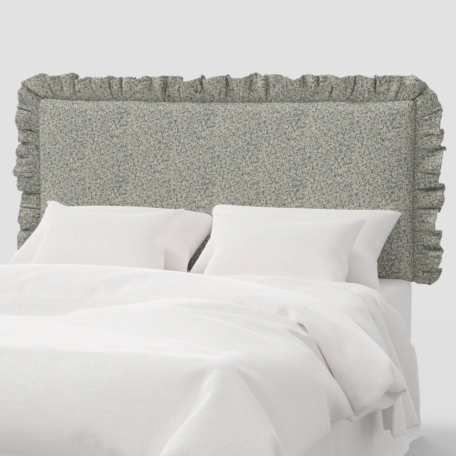 Queen Ruffled Wall Mounted Headboard in Marisha Vine Teal - Threshold™ designed with Studio McGee