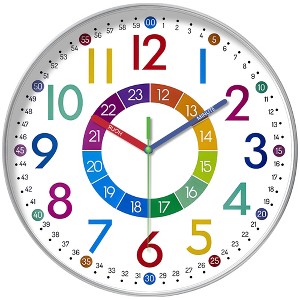 REGALWOVEN Plastic Round Battery Powered Silent Non-Ticking Wall Clock 12 Inches - 1 of 4