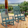 Emma and Oliver Set of 2 All-Weather Poly Resin Faux Wood Rocking Chairs for Porch &Patio - 2 of 4