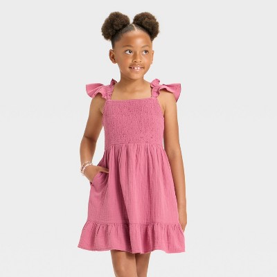 Girls' Sleeveless Solid Woven Dress - Cat & Jack™