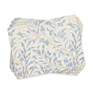 Pimpernel Morris & Co Willow Bough Blue Placemats, Set of 4 - Soft Blue Botanical Mats with Cork Backing for Dining Table Décor - 1 of 4