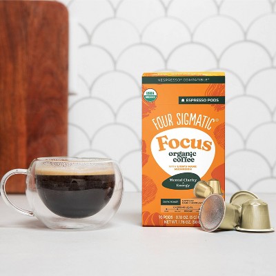 Four Sigmatic Focus Organic Dark Roast Nespresso Compatible Espresso Coffee Pods - 10ct