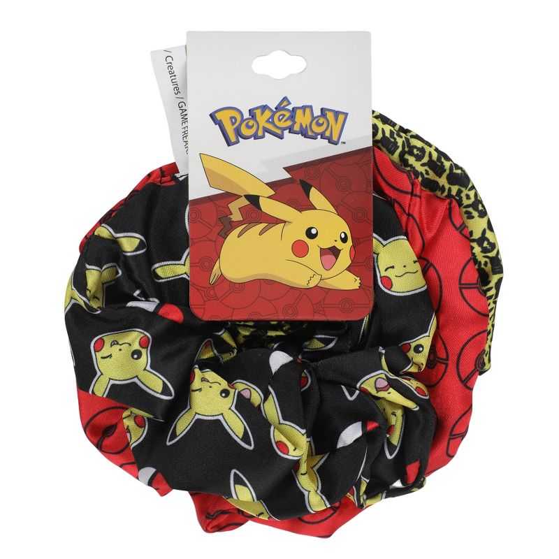 Pokemon Pikachu & Pokeballs AOP 3-Pack Scrunchies, 5 of 6