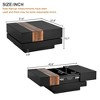 NicBex 31.4 Inch High Gloss Square Coffee Table with 2 Hidden Storage Compartments and Extendable Sliding Tabletop - 3 of 4