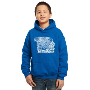 LA Pop Art Boy's Word Art Hooded Sweatshirt - Pug Face - 1 of 4