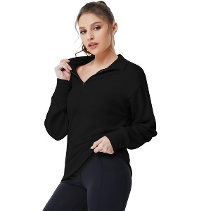Coolmee Women's Half Zip Quilted Sweatshirts Long Sleeve Pullover Tops Casual Fashion Fall Tops - 1 of 4