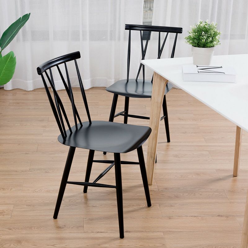 Costway Set of 2 Dining Side Chairs Chairs Armless Cross Back Kitchen Bistro Caf, 4 of 11