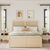 Angel Sar Rattan Nightstands Set of 2, Boho Night Stand with 1 Door, Natural Wood - 3 of 4